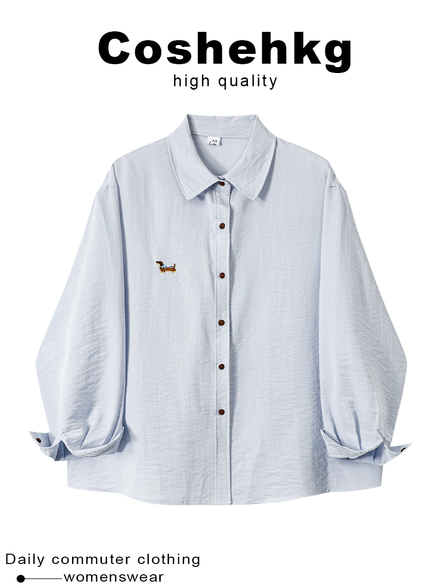 Summer Clothing Layering - Coshehkg Korean Style Sausage Dog Embroidery