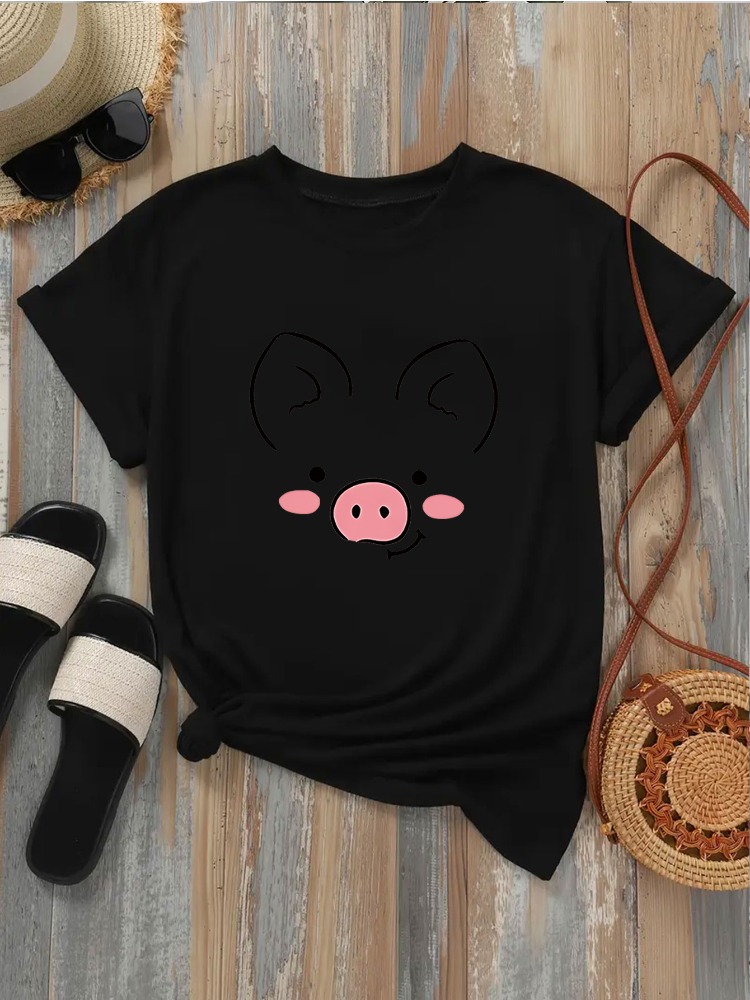 Women's Cute Piggy Face T-shir - đánh giá và giá Summer Clothing Images