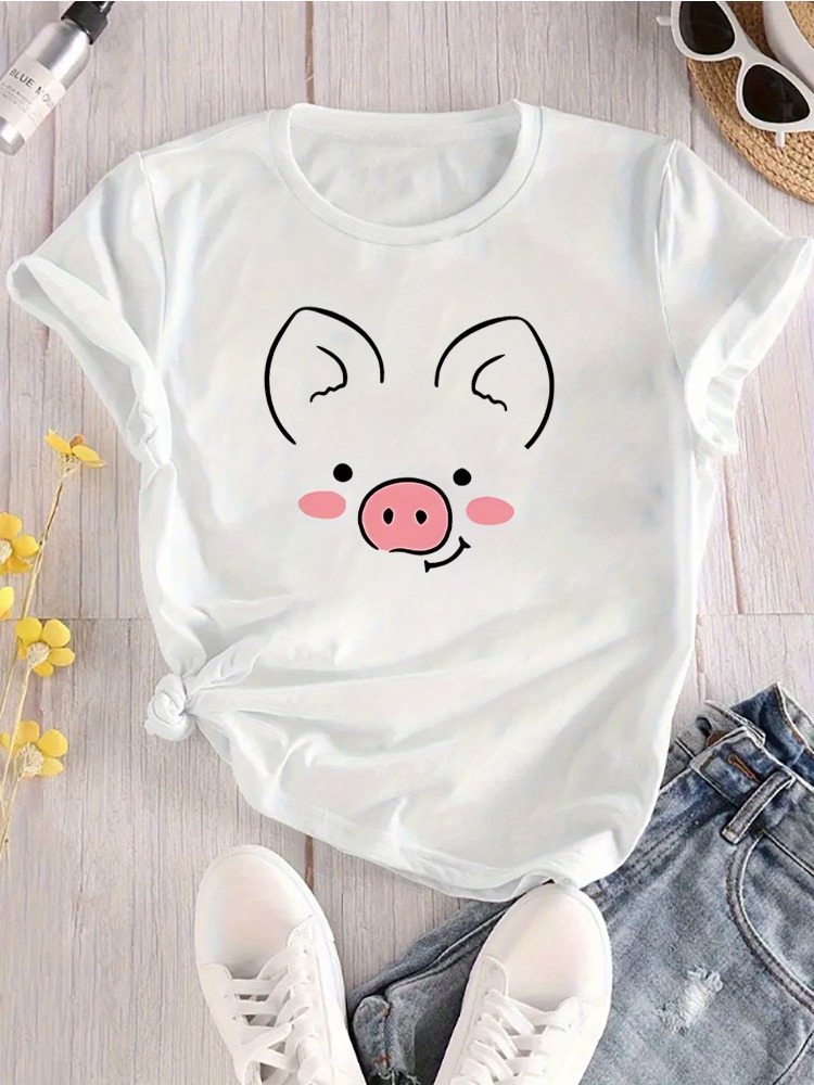 Women's Cute Piggy Face T-shir - đánh giá và giá Summer Clothing Images