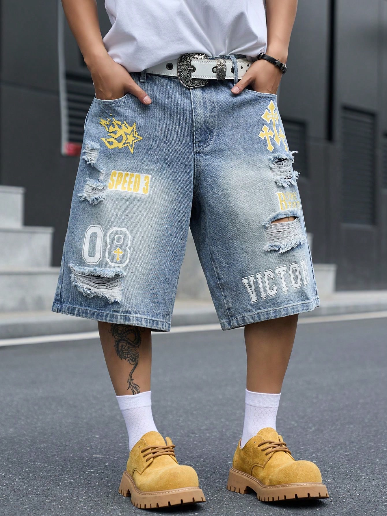 Men's Loose Fit Denim Bermuda  - đánh giá và giá Summer Quotes